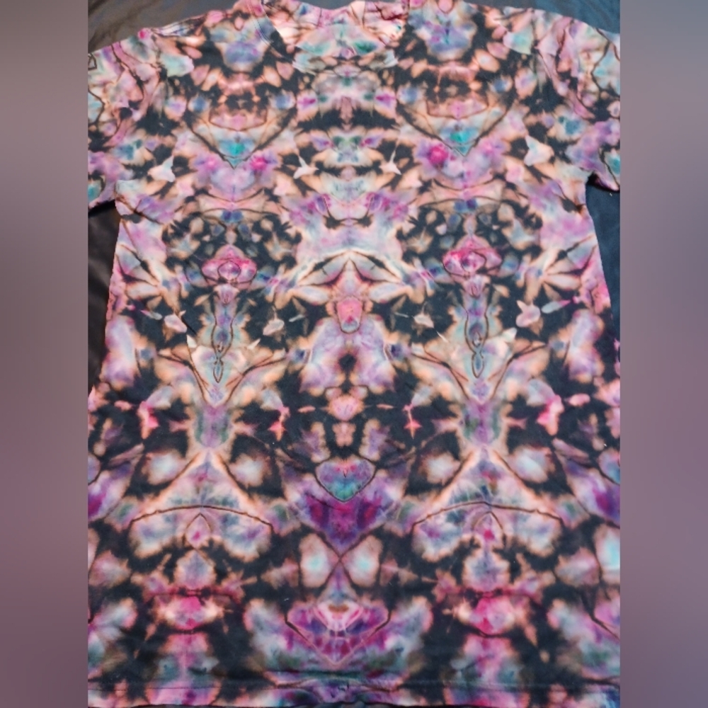 Multicolor Reverse Tie-Dye Short Sleeve Tee ,unique,one Of A Kind